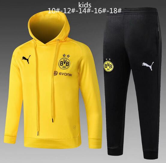 Kids Dortmund 2018/19 Yellow Training Suit (Hoodie Sweatshirt+Pants) - Click Image to Close